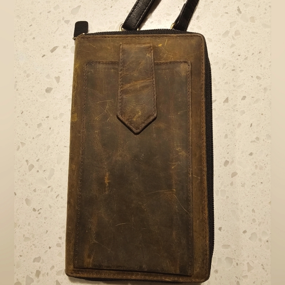 Hairon Distressed Leather Crossbody Purse